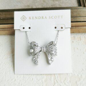 Kendra Scott Krista White Mix Silver Bow Necklace